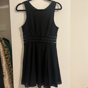 Free People Black Flower Crochet Dress